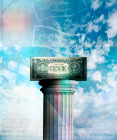 dollar bill on pedestal